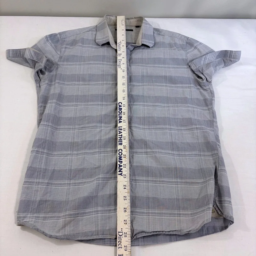 7 Diamonds Mens Grey White Plaid Preppy Button Down Shirt‎ Size M Summer Vibes